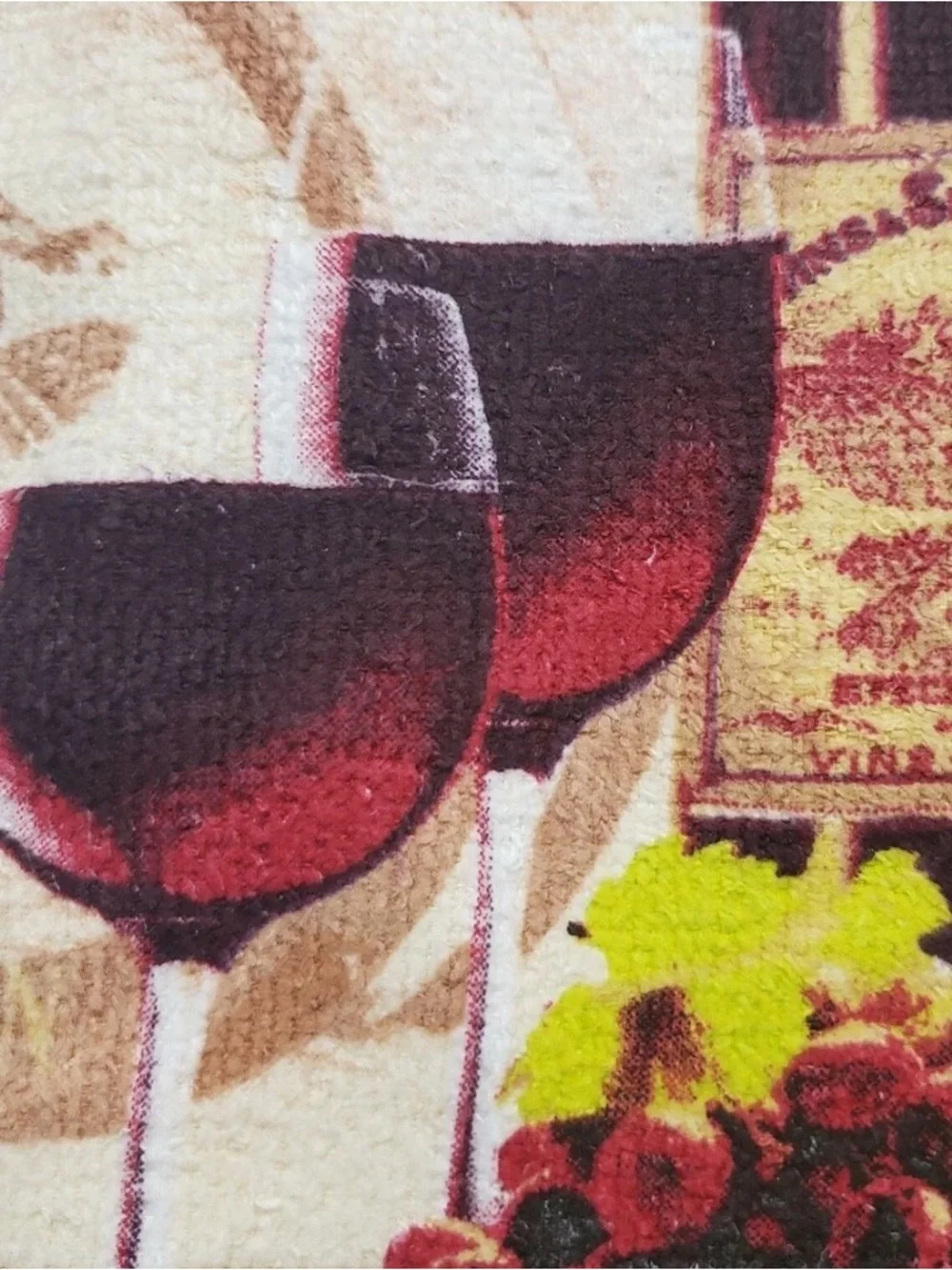 Home Collection design Wine Bottle & Glass Kitchen Towels - Red, Brown, Cream